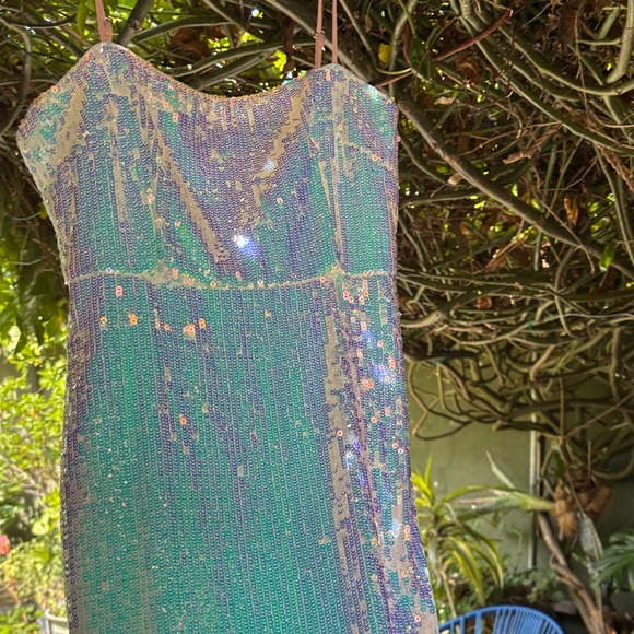 NBD Iridescent Sequin White Spaghetti Strap Dress - Picture 10 of 16